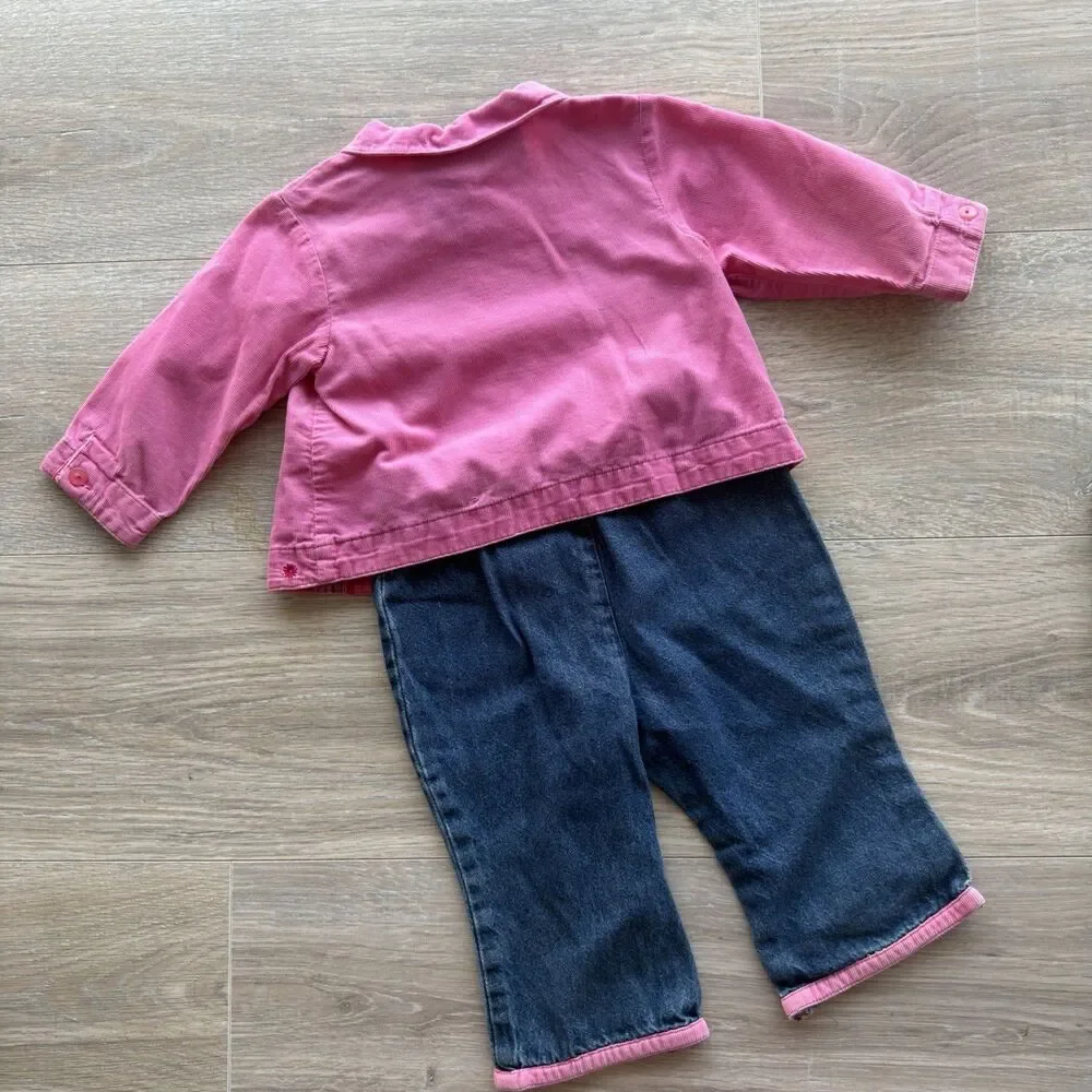 Disney Winnie The Pooh Vintage Baby Girl 12 M Jeans & Shirt Y2K Set 90’s GRAIL